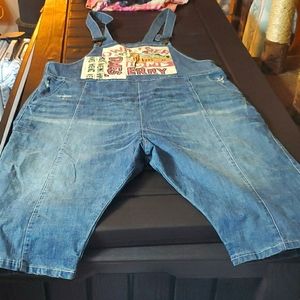 Distressed Cropped Maternity Jean Bibs